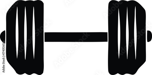 Black and white hand-drawn dumbbell symbolizing strength fitness and weightlifting for gym and exercise graphics