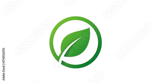 Wallpaper Mural A green leaf inside a green circle on a white background symbolizing nature and environmental awareness ai generated Torontodigital.ca
