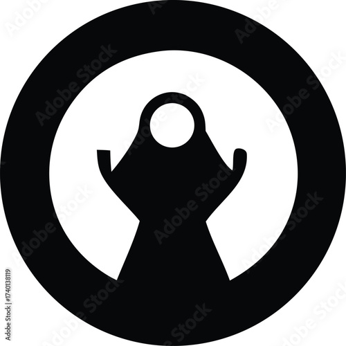 Abstract silhouette of a figure within a circular aiming reticle symbol icon
