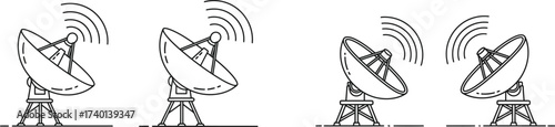 Satellite Dish Antennas with Signal Waves (19) vector