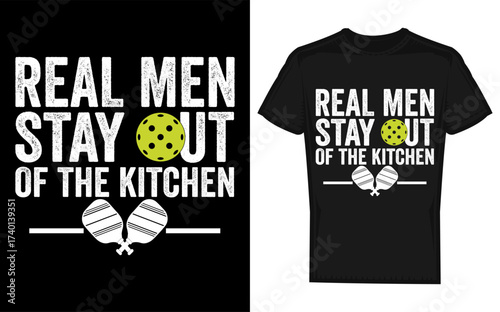 Funny real men stay out of the kitchen pickleball silhouette vintage design with retro appeal
