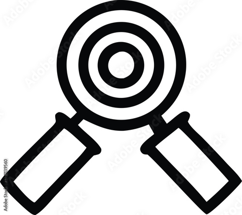 Magnifying glass over target icon symbol concept for search strategy focus and precision finding business goals aiming research accuracy