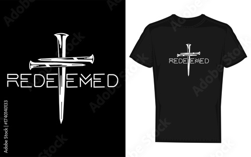 Patriotic christian cross with nails and american flag silhouette design for men s apparel