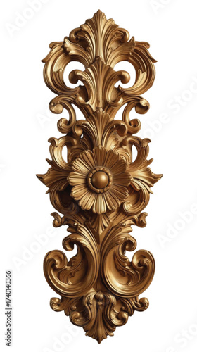 Ornate Golden Acanthus Leaf Scrollwork With Flower Detail