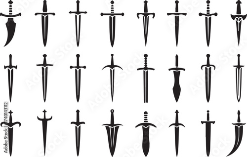 Ancient Fantasy Dagger and Sword Silhouettes Collection