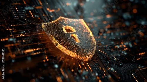 Cybersecurity Shield with Digital Locks