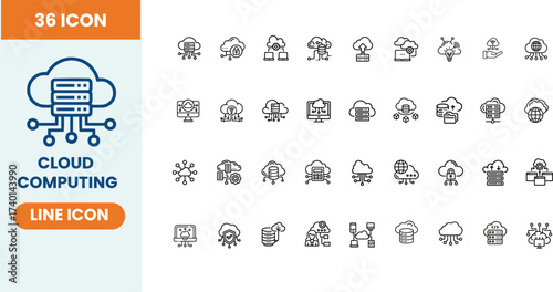 cloud computing vector 36 icon set
