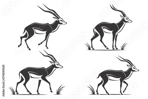 Minimalist blackbuck antelope icon set