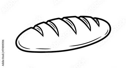 Simple Line Drawing of a Loaf of Bread with Score Marks food baking