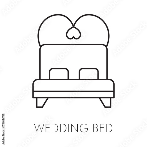Wedding Bed Honeymoon Hand Drawn Icon with Editable Stroke