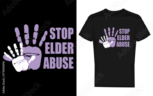 Stop elder abuse awareness ribbon silhouette purple advocacy design