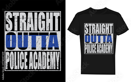 Proud police officer academy graduate in a bold silhouette celebrating a new career in law enforcement with a triumphant and official design