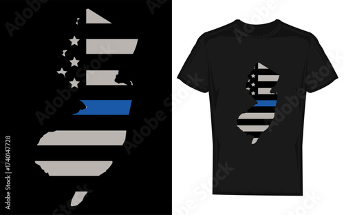 Support law enforcement new jersey nj state police emblem silhouette design for patriotism and service