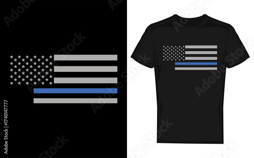 Nebraska police officer silhouette supporting law enforcement blue line flag design
