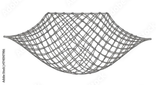 Symmetrical gray web or lattice structure illustrating concepts of connection, network systems, and digital frameworks. Isolated abstract graphic