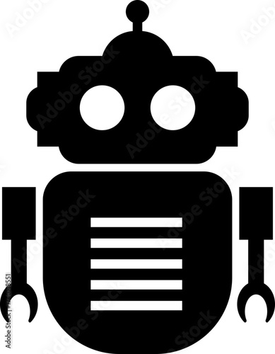 Retro robot icon in flat style vector of vintage androids, droids, bots, cyborgs, mechanical machines and humanoid robots.