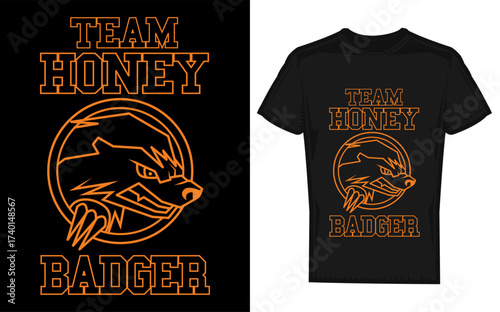 Team honey badger courageous carnivore bold silhouette design for advertising and branding featuring a fierce animal emblem