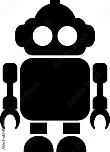 Retro robot icon in flat style vector of vintage androids, droids, bots, cyborgs, mechanical machines and humanoid robots.