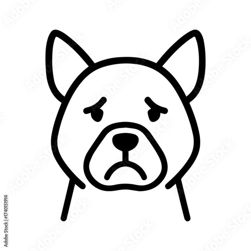 outline sad dog on a white background
Vector line icon animal character emotion, including joy and sadness