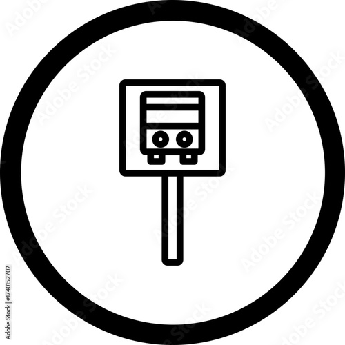 Bus Stop Vector Icon Design