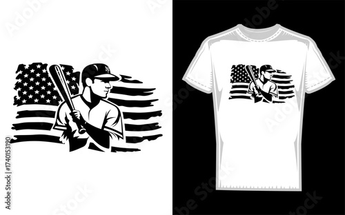 Dynamic american baseball player in action depicted as a bold black silhouette against a white background perfect for sports branding and design