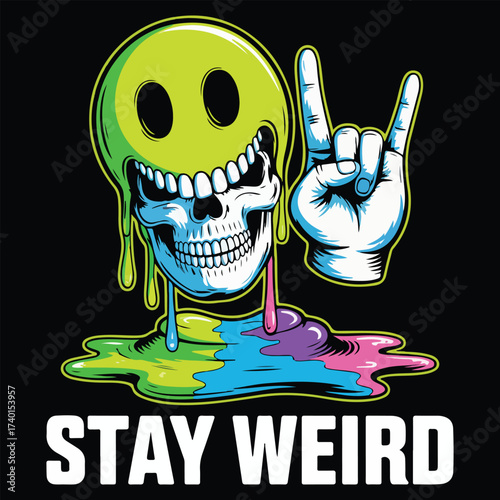 Stay Weird Skull T-Shirt – Alternative Gothic Illustration Design