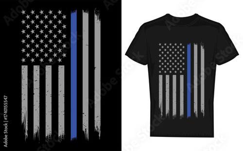 Vintage thin blue line usa flag silhouette for police support and patriotism a symbolic representation of law enforcement appreciation and national pride