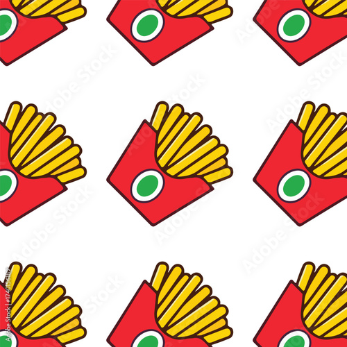 Seamless Pattern of french Fries on white background