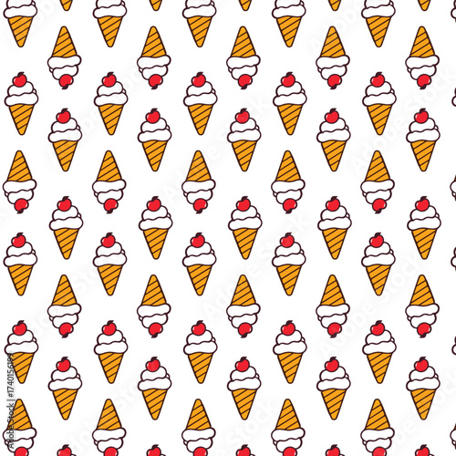 Seamless Pattern of Ice Cream on isolated white