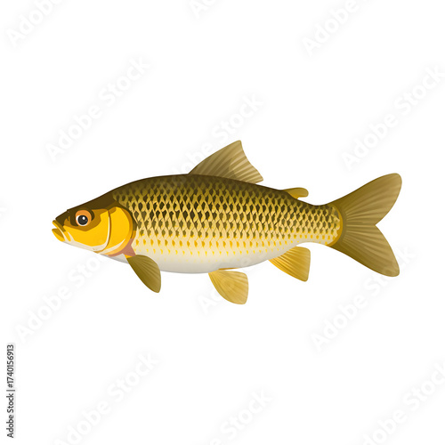 Flat Clipart Style Carp Fish Illustration