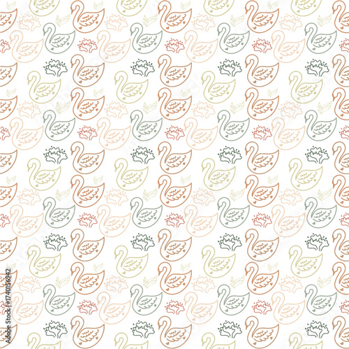 seamless swan doodle pattern