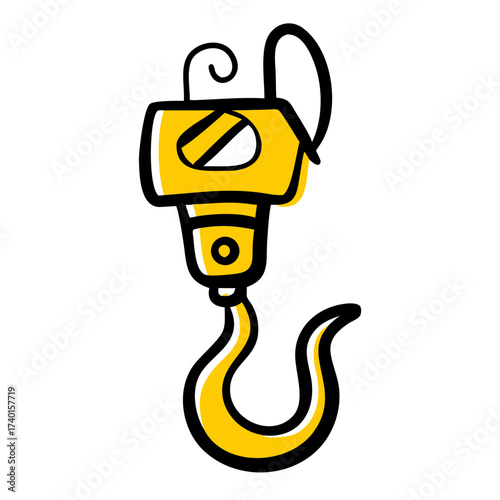 Electric winch hook in yellow color with simple design  