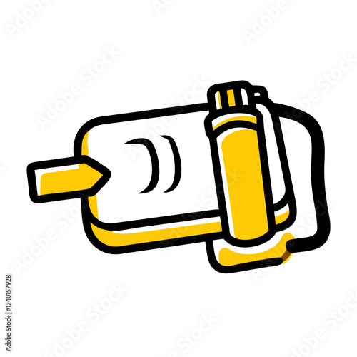 Fuel pump module illustration in yellow and black outline style  