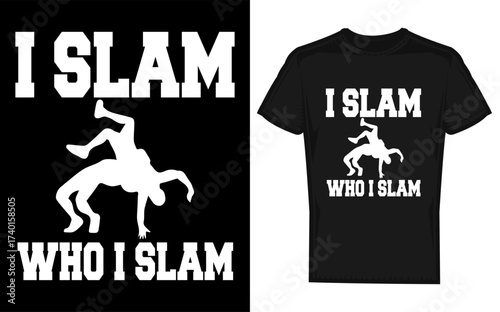 Funny wrestler silhouette graphic design for t shirts and apparel humorous sports illustration
