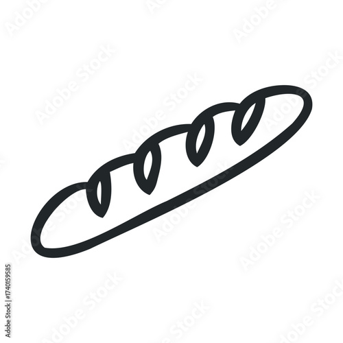 Simple outline of french baguette bread icon