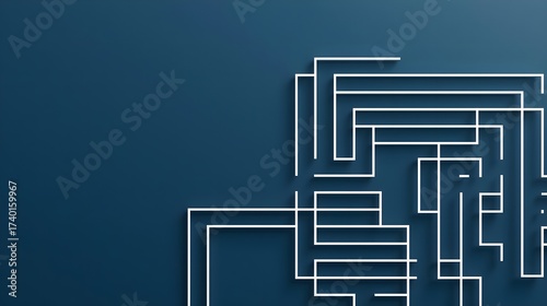Geometric Abstract Maze Structure Rich Blue White