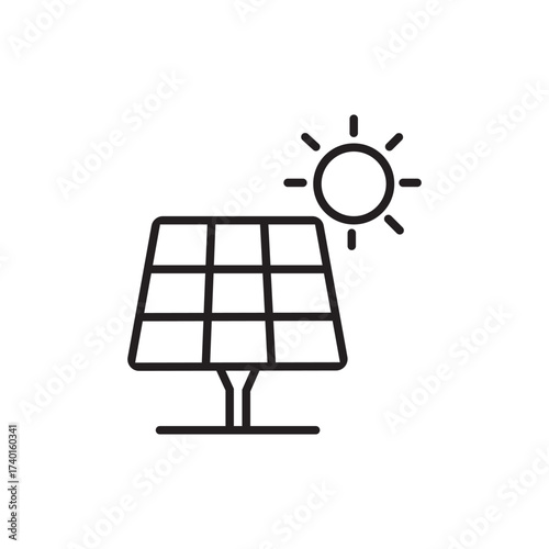 Vector illustration of vector art of solar panel and sun icon