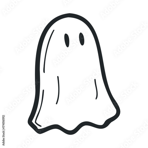 Simple ghost icon with black outline and hollow eyes