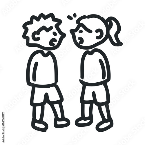 Cartoon drawing of arguing boy and girl