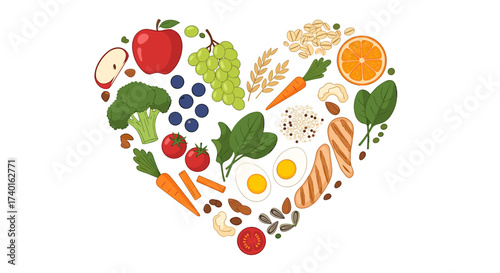 Healthy food and nutrition concept with a heart shape made of fruits and vegetables pixel art svg