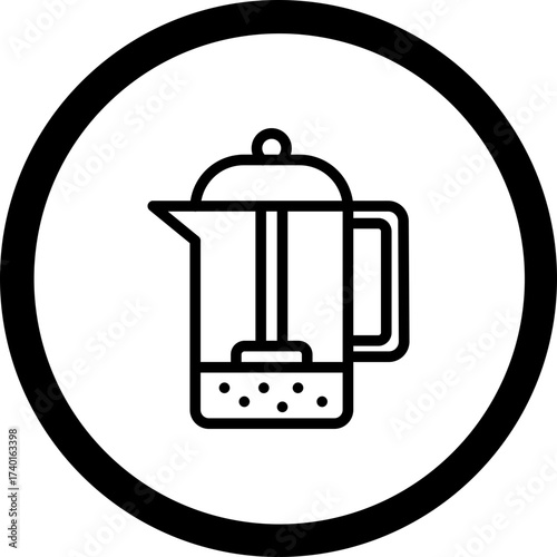 French Press Vector Icon Design