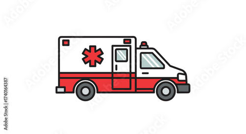 Emergency ambulance vector icon for medical transport, isolated on transparent background, flat design SVG.
