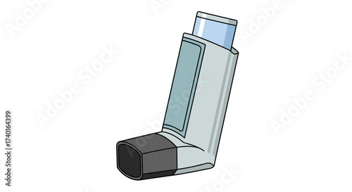 Medical asthma inhaler for breathing. SVG vector illustration, isolated on transparent background.