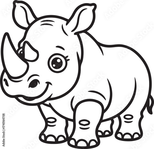  Adorable Rhino with Flowers for Kids | Easy Printable Coloring Book Page