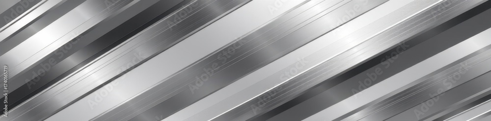 Obraz premium Sleek silver metallic gradient background with sharp angular stripes, perfect for modern tech or luxury designs, metallic, texture