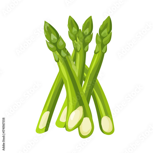 A Minimalistic 2D flat icon featuring a sliced asparagus, clean vector design, simple illustration style, isolated on a white background, modern element in vector and EPS format. simple design