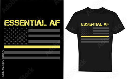 Thin yellow line silhouette of a police dispatcher representing support for law enforcement and emergency services