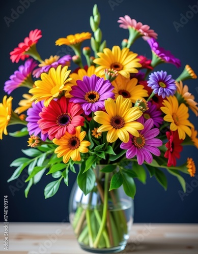 Wallpaper Mural Vibrant bouquet of freshly cut flowers in a glass vase, colorful blooms, lush greenery, colorful flowers, bright, garden Torontodigital.ca