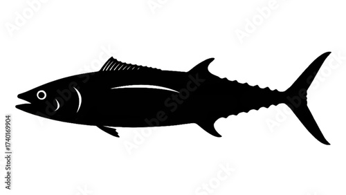 black silhouette  vector illustration of marine fish