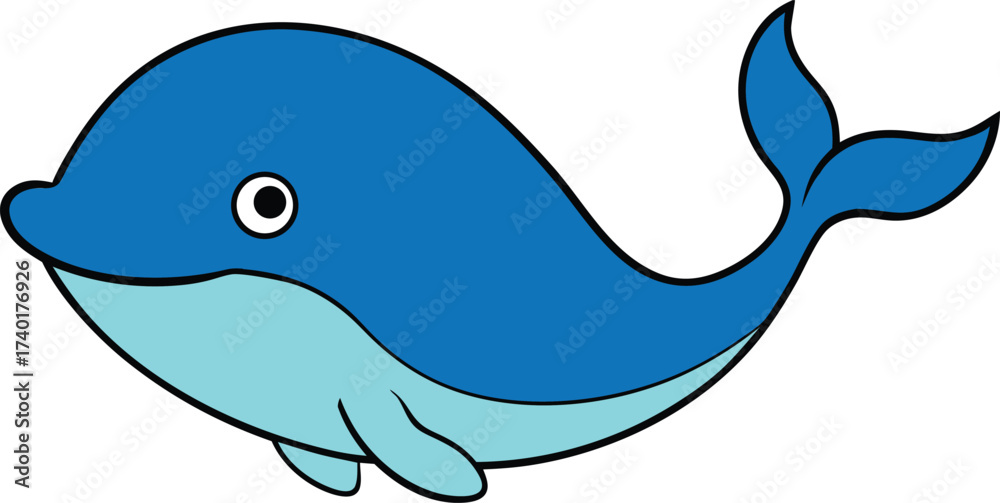 Obraz premium Vector art of a blue whale cartoon
